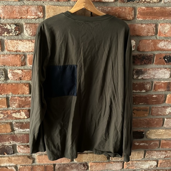 Urban Outfitters Mens Dark Green Long Sleeve Shirt With Blue Mesh Pocket WRap Si - Picture 4 of 8
